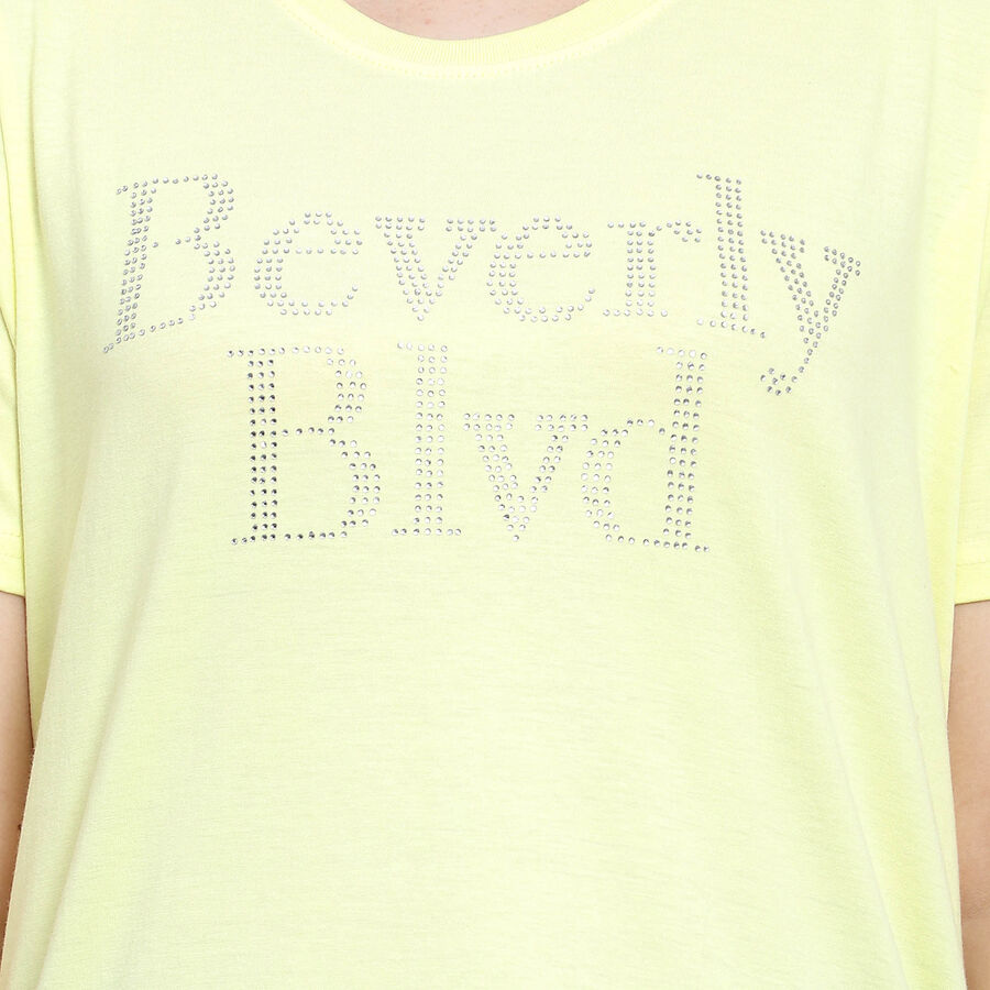 Cotton Round Neck T-Shirt, Yellow, large image number null