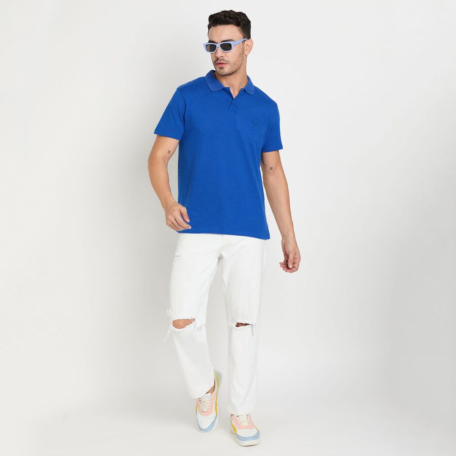 Men's Collared Half Sleeves T-Shirt, रॉयल ब्लू, large image number null