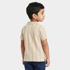 Boys Beige Polo Neck Striped Polo T-Shirt, Beige, small