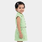 Girls' Mint Green Shirt Style Belted Frock, हल्का हरा, small