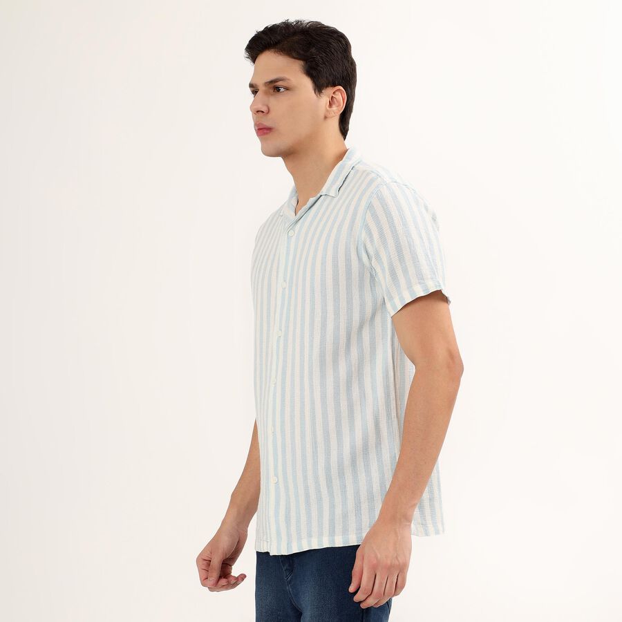 Men's 100% Cotton Cuban Collar Casual Shirt , Light Blue, large image number null
