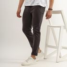 Men's Cross Pocket Slim Fit Casual Trousers , गहरा ग्रे, small image number null