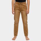 Boys Camel Brown Slim Fit Drawstring Jeans, Beige, small image number null