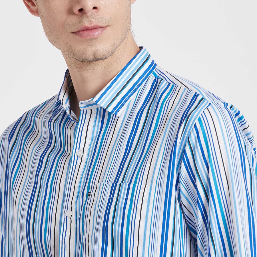 Cotton Stripes Casual Shirt, White, large image number null