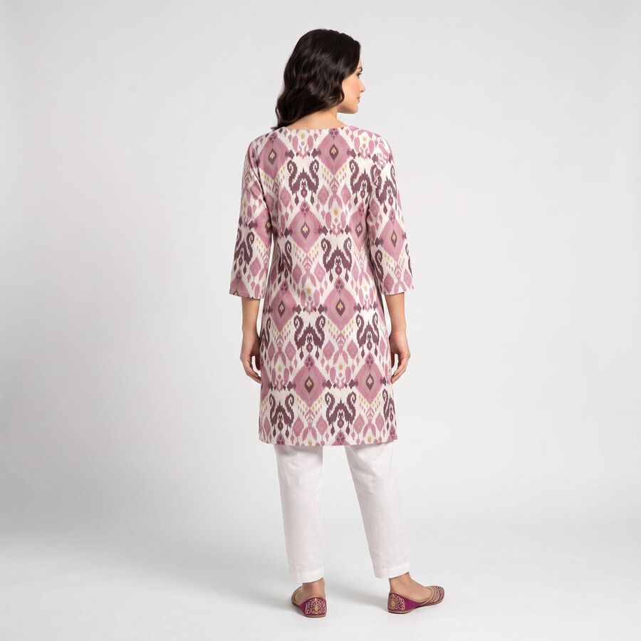 Women's Lilac Round Neck Printed Kurta, Lilac, large