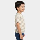 Boys Beige Round Neck Casual Half Sleeve T-Shirt, Beige, small