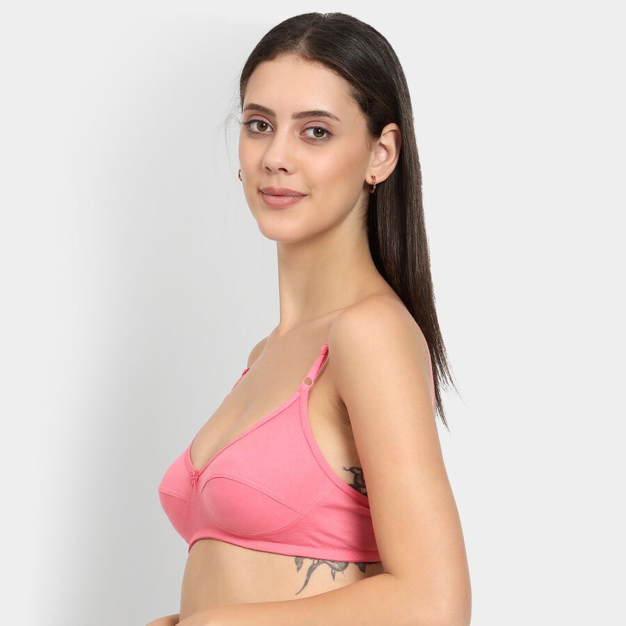 Ladies' 100% Cotton Non-Padded Bra, Coral, large image number null
