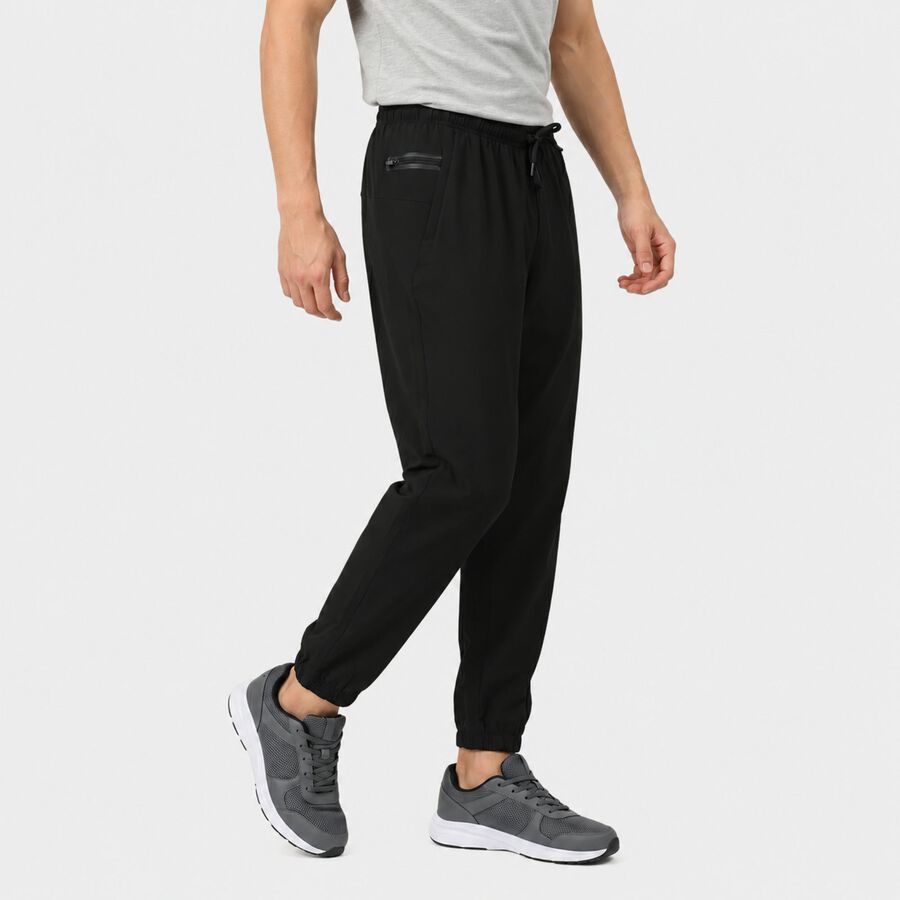 Men's Black Regular Fit Jogger Track Pants, काला, large