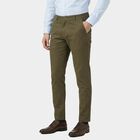 Men's Olive Green Slim Fit Casual Trousers, Olive, small