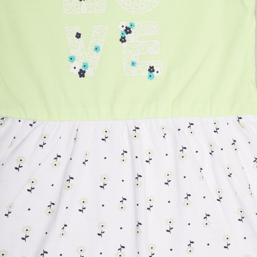 Infant Girls' 100% Cotton Frock, हल्का हरा, large image number null