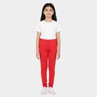 Girls Fuchsia Slim Fit Bow Detail Legging, रानी (फ्यूशिया), small