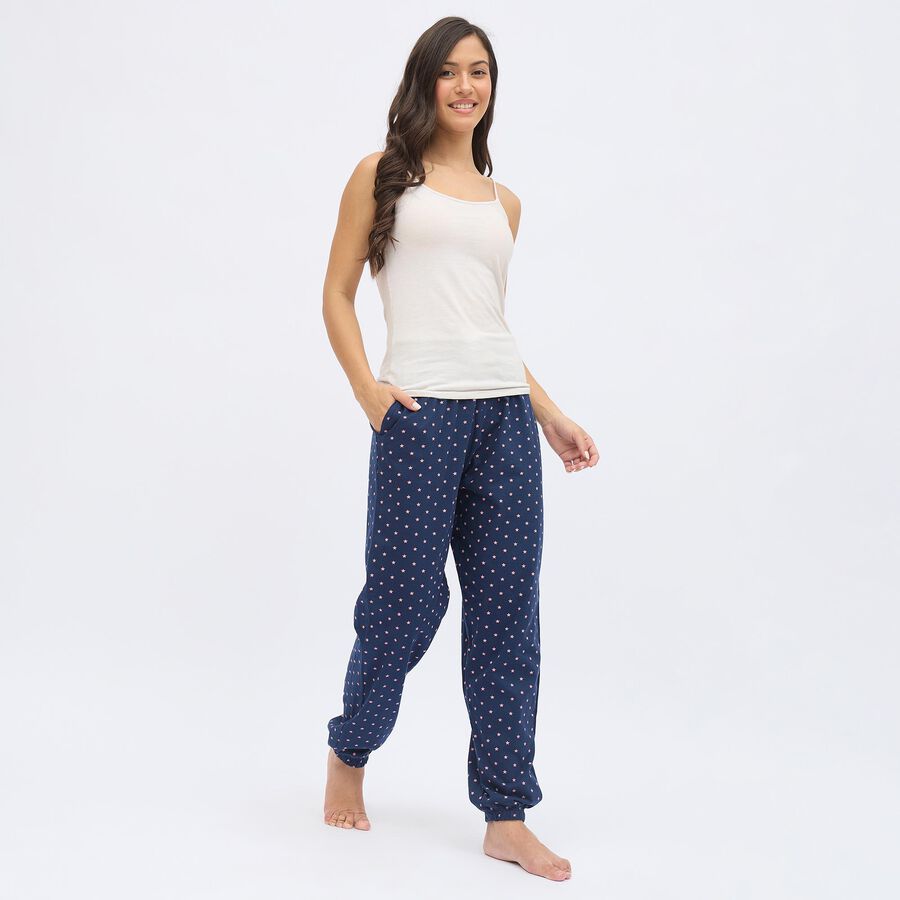 Women's Dark Navy Blue Star Printed Elastic Waist Pyjama, नेवी ब्लू, large image number null