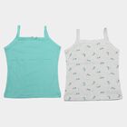 Girls' Aqua Cotton Square Neck Sleeveless Vest, एक्वा, small