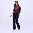 Women's Deep Maroon Cotton Round Neck Casual T-Shirt, Brown, small