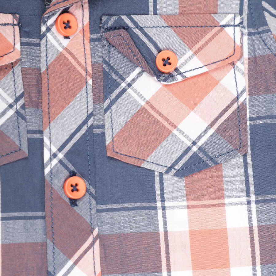 Infants Checks Shirt, Orange, large image number null