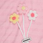 Girls' Pink Round Neck 3D Flower Applique Casual T-Shirt, Light Pink, small