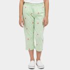 Girls' Light Green Regular Fit Printed Capri, Light Green, small