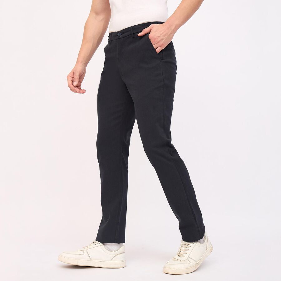 Men's Slim Fit Casual Trousers, नेवी ब्लू, large image number null