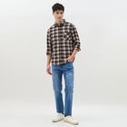 Men's Brown Cotton Classic Collar Casual Shirt, Brown, small