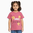 Girls Pink Cotton Round Neck Casual T-Shirt, गुलाबी, small image number null