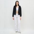 Women's Jet Black Hooded Relaxed Fit Sweatshirt, काला, small image number null