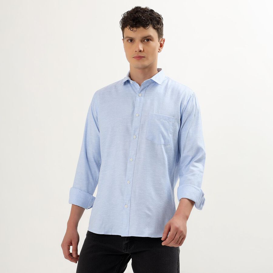 Men's Regular Collar Casual Shirt, Light Blue, large image number null
