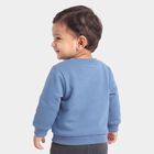 Infants Blue Crew Neck Graphic Print Sweatshirt, Mid Blue, small