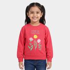 Girls' Pink Crew Neck Pullover Sweatshirt, Pink, small
