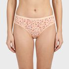 Women's Peach Mid-Rise Floral Print Brief Panty, पीच, small