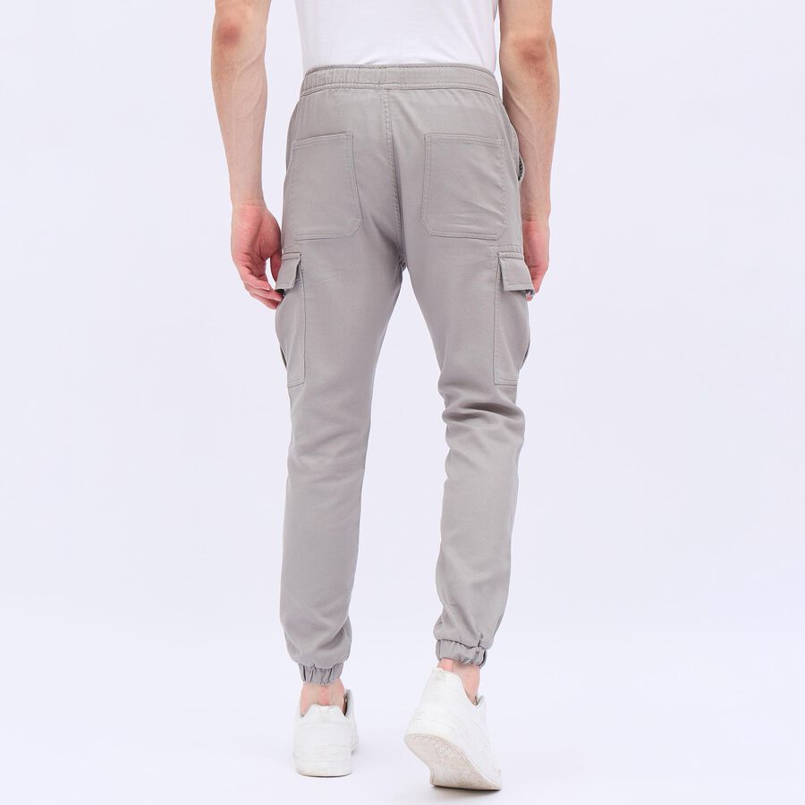 Men's Muted Grey Slim Fit Cargo Trousers, Light Grey, large