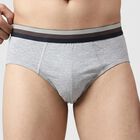 Men's Grey Regular Fit Solid Briefs, मिश्रित हल्का ग्रे, small