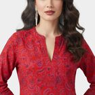Women's Maroon Notch Neck Printed Kurti, Maroon, small