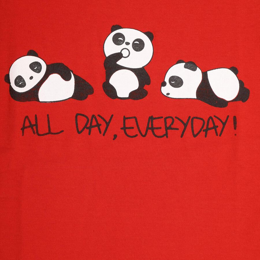 Girls' Bright Coral Red Crew Neck Casual T-Shirt, Coral, large image number null