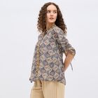 Women's Dark Blue Round Neck Printed Kurti, Dark Blue, small image number null