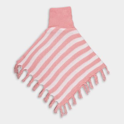 Girls Light Pink High Neck Striped Pullover