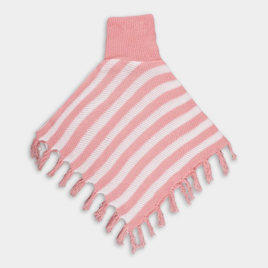 Girls Light Pink High Neck Striped Pullover, Light Pink, large image number null
