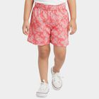 Girls' Coral Regular Fit Tropical Print Elastic Waist Shorts, Coral, small