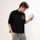 Men's Jet Black Crew Neck Athleisure T-Shirt, Black, small