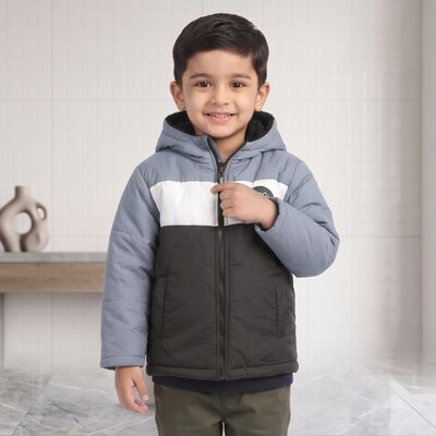 Boys' Light Blue Hooded Puffer Jacket