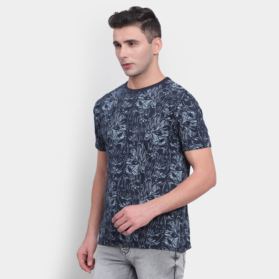 All Over Print Round Neck T-Shirt, Navy Blue, large image number null