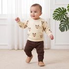 Infants' Beige Round Neck Pullover Sweatshirt, गहरा पीला, small