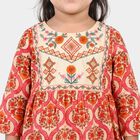 Girls Beige Round Neck Fusion Set Upper and Bottom Set, Beige, small