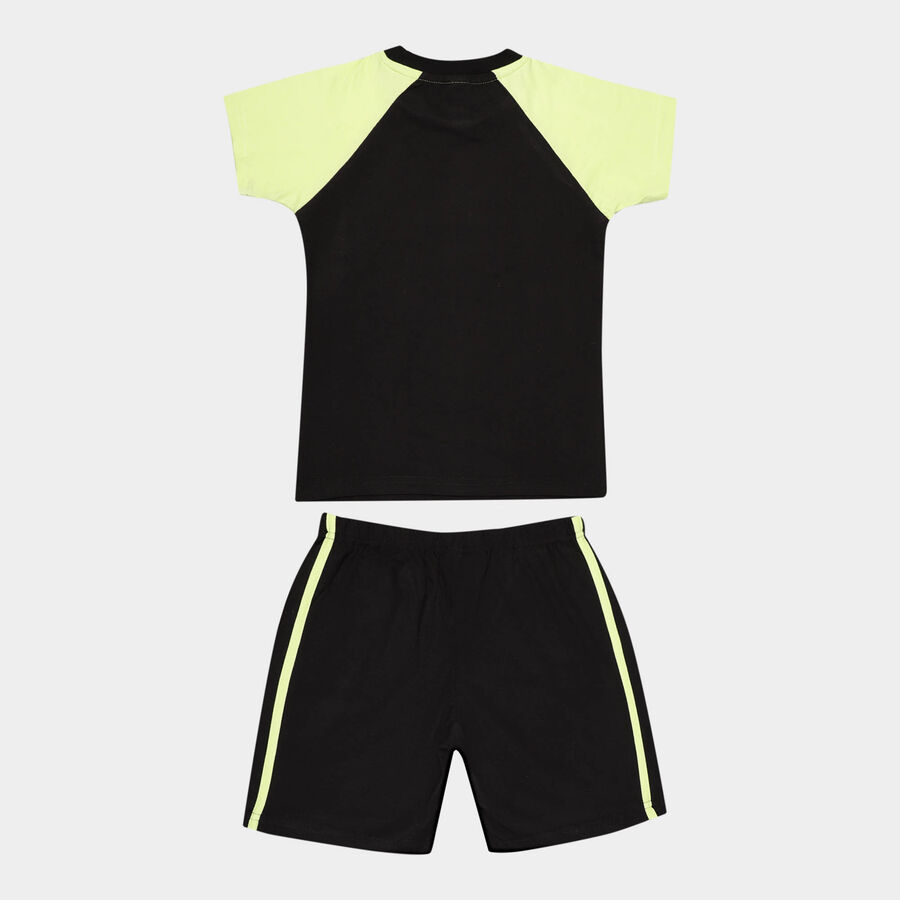 Boys Round Neck Baba Suit, काला, large image number null