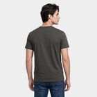 Men's Olive Green Round Neck Regular Graphic Print T-Shirt, हल्का हरा, small