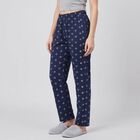 Women's Navy Blue Straight Fit Geometric Printed Pyjama, नेवी ब्लू, small