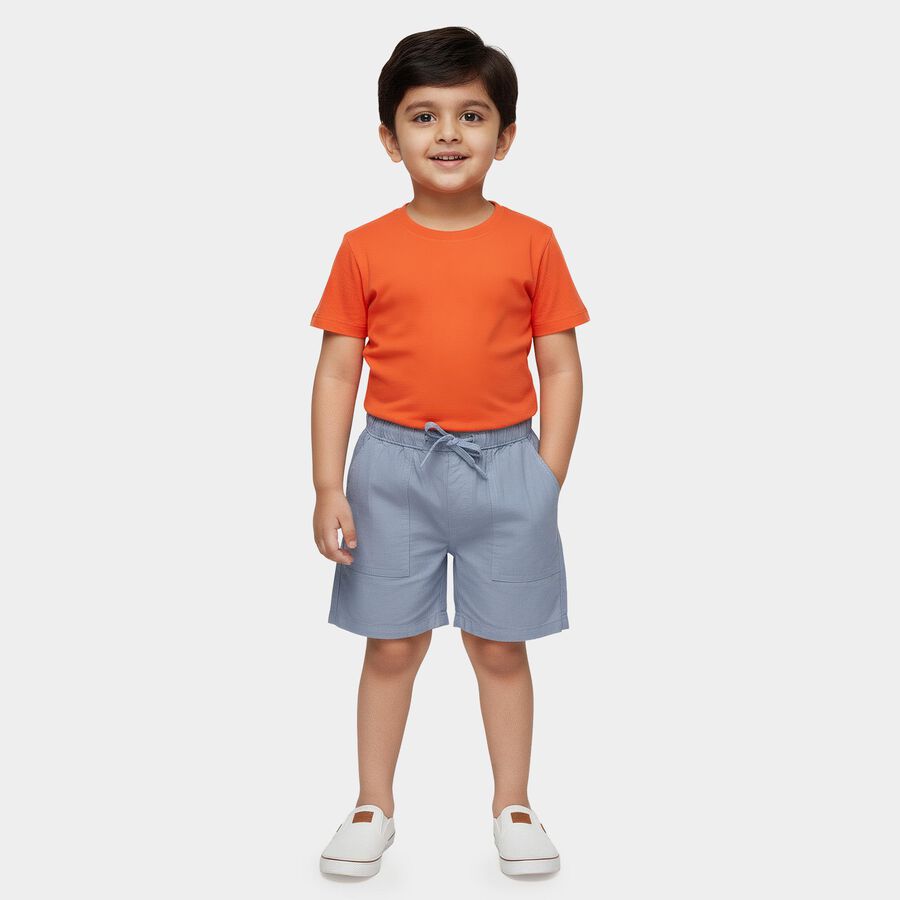 Boys' Light Blue Cotton Elastic Waist Bermuda Shorts, Light Blue, large