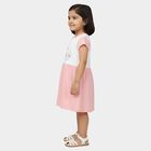 Girls' Pink Fit and Flare Rabbit Printed Frock, गुलाबी, small