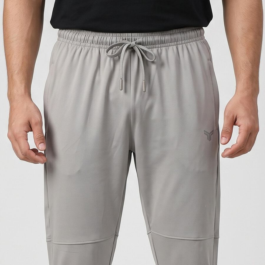 Men's Grey Slim Fit Logo Print Track Pants, Light Grey, large