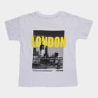 Girls' White Cotton Round Neck Casual T-Shirt, सफ़ेद, small