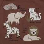 Infants' Brown Cotton Round Neck Animal Print Baba Suit, Brown, small